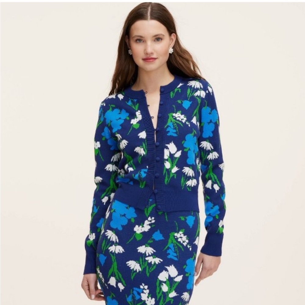 Kate Spade x Target Blue and Green Floral Cardigan Sweater